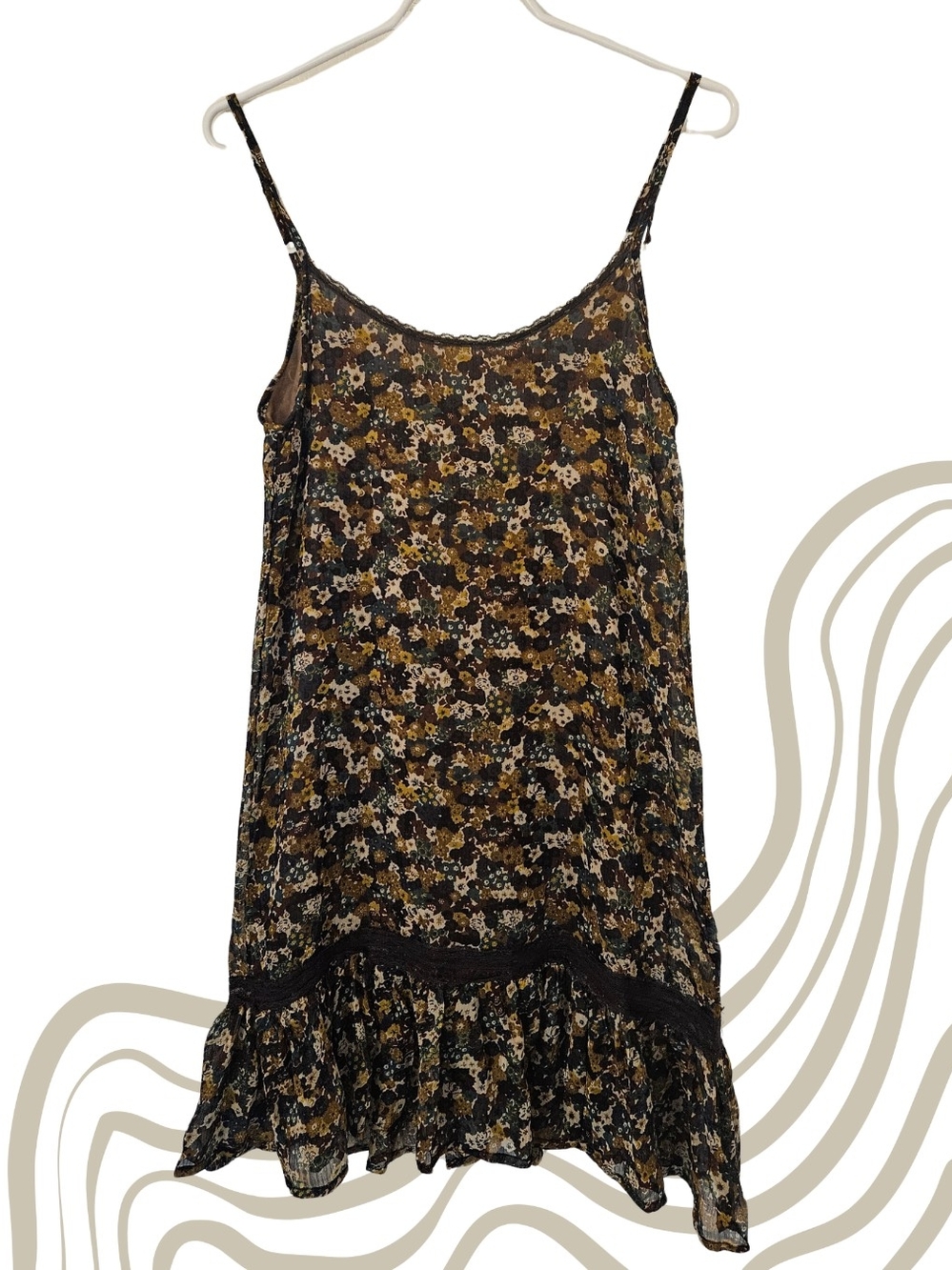 Floral Lace-Trim Camisole Slip Dress